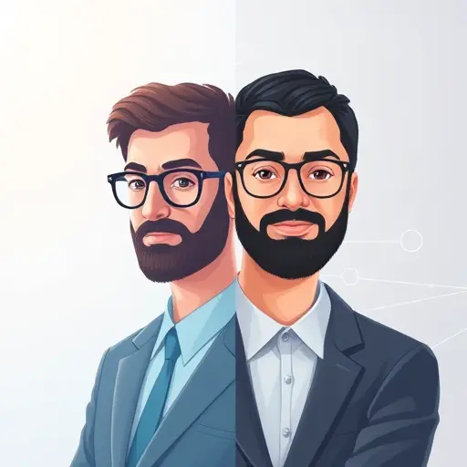 animated illustration of AI photo blending: