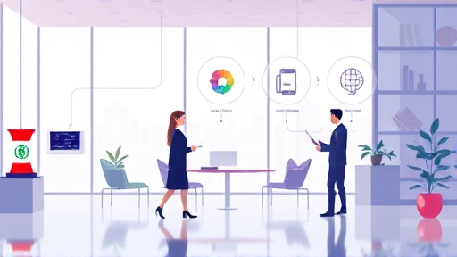abstract tech illustration of AI API connecting multiple application types (chatbot, image generator, voice transcriber)
