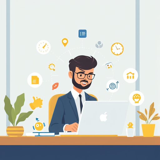 modern animated illustration of a person using an AI-