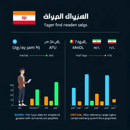 clean infographic-style illustration showing units conversion (mg/dL vs mmol/L), reference range bars, H/L flags, dark theme, text-free, professional