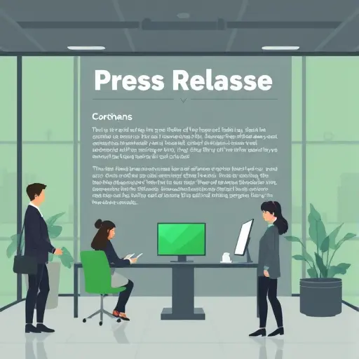 clean press release template illustration with sections (headline, lead, quotes, CTA, contacts)