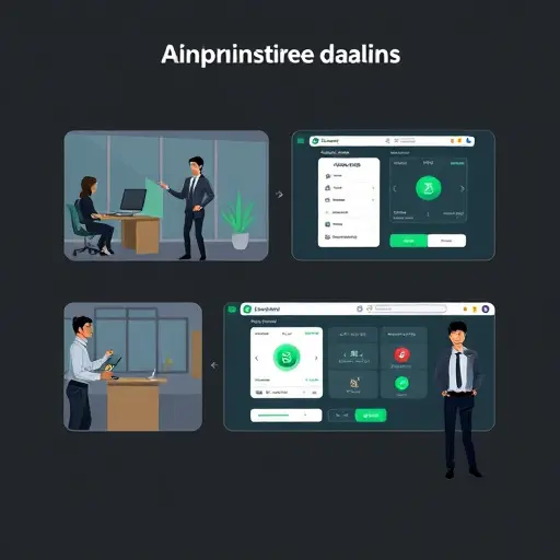 step-by-step animated cards showing onboarding on an AI platform:;