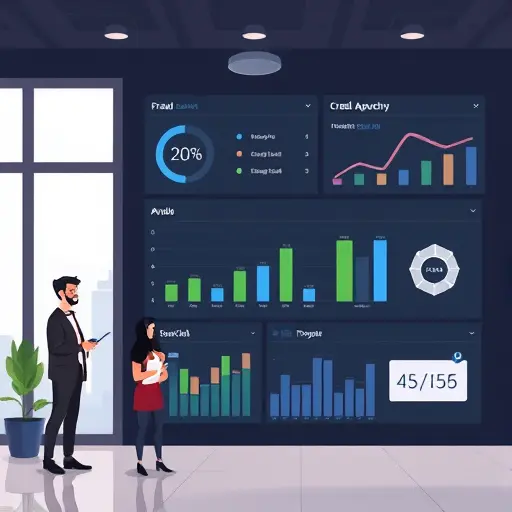 animated ROI dashboard for a bank, charts showing fraud loss reduction, credit approval uplift, operational cost savings, sleek fintech UI, dark theme, minimalist, no text