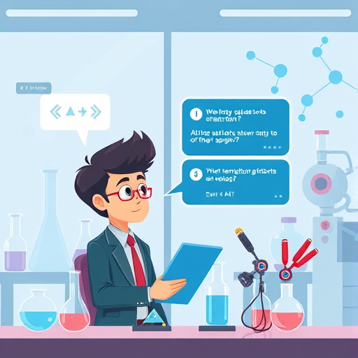 animated illustration of a student asking a chemistry question to an AI-