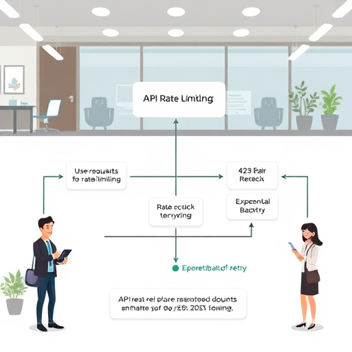diagram showing API rate limiting flow: user requests, rate check, 429