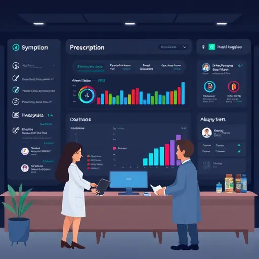 clean illustration of an AI-powered prescription interface on a dark-