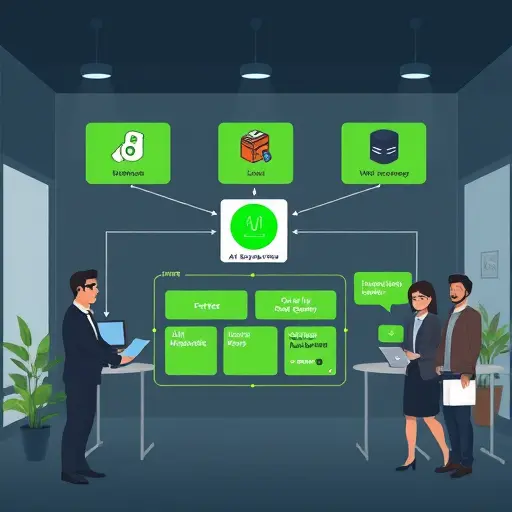 animated system diagram of LIS/HIS integrating with an AI API gateway, showing webhooks, message queue, idempotency keys, on-prem inference gateway, secure tokens;
