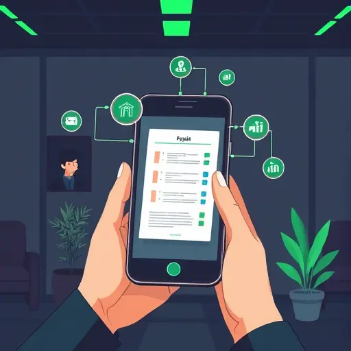 illustration of a smartphone scanning a lab report, AI icons processing the image, dark background with green accents, clean UI, no text, cartoon style