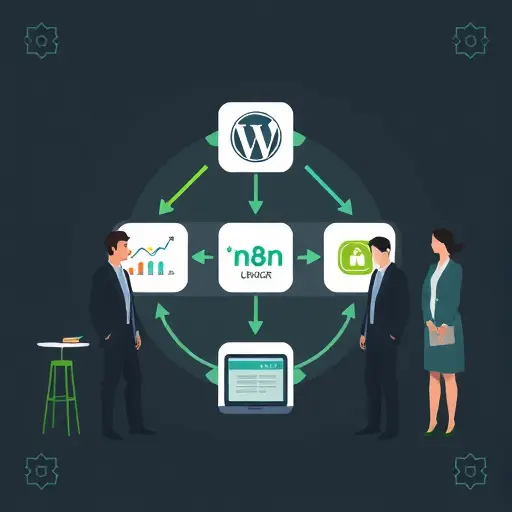 automation workflow illustration showing WordPress, n8