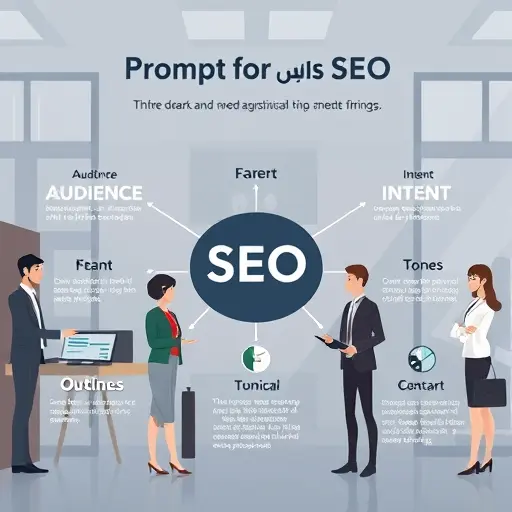 clean infographic style of a prompt formula for SEO, icons for audience, intent, keywords, outline, tone, constraints, dark UI, minimal, text-free
