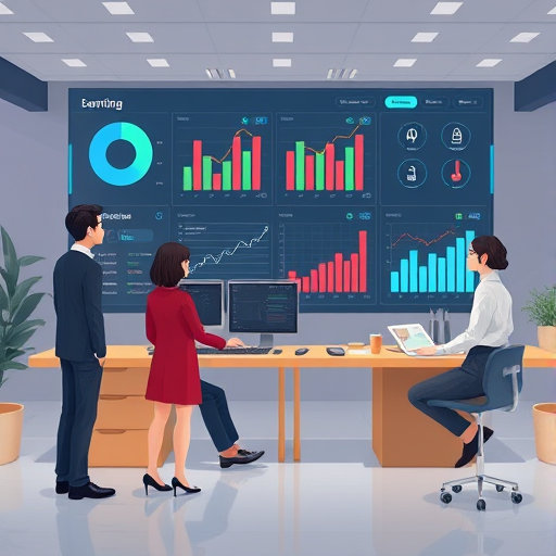 modern illustration of an animated AI dashboard adjusting learning exercises for a music student, dynamic charts, musical notes, technology-inspired style, text-free