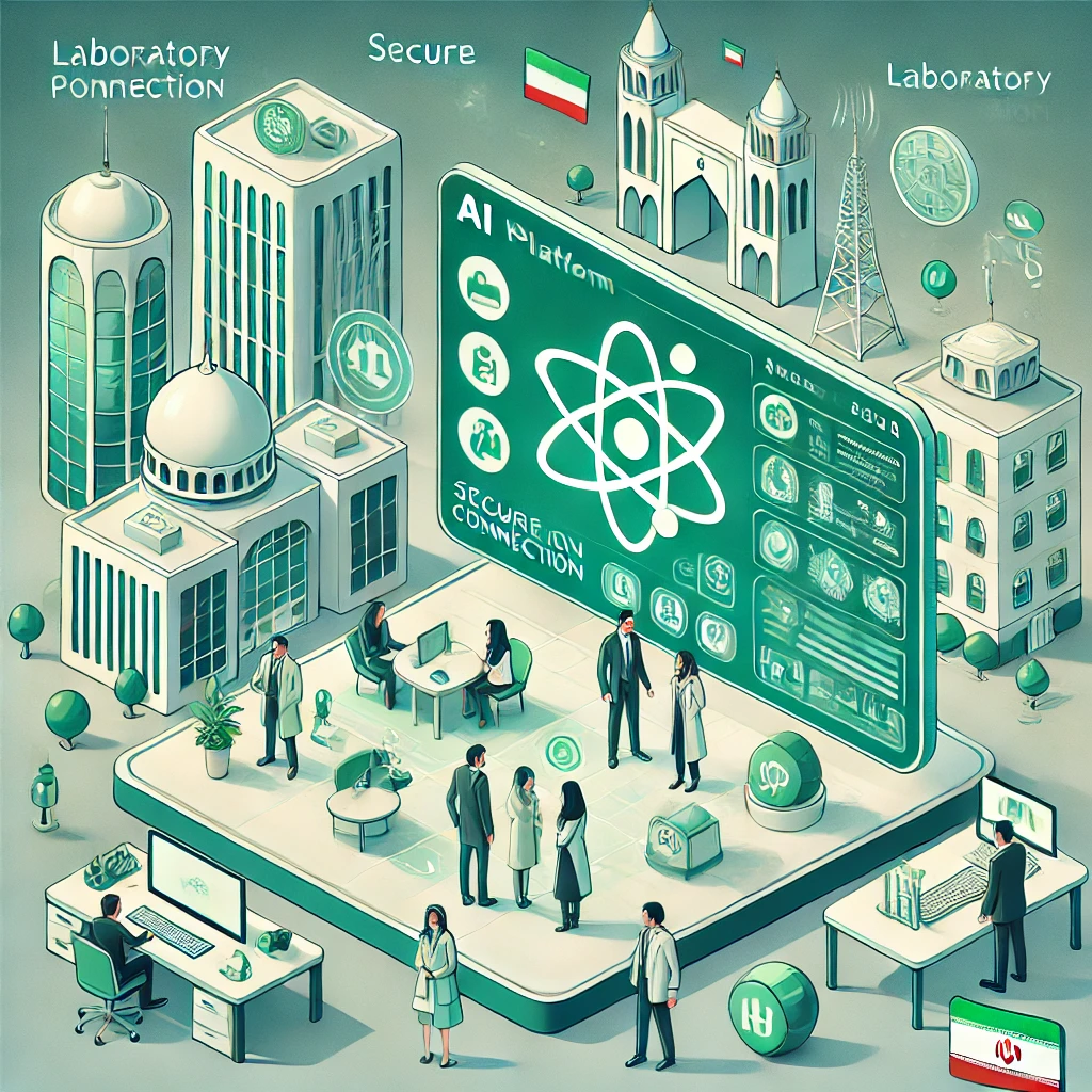 modern animated illustration of an Iranian AI web platform (GapGPT)