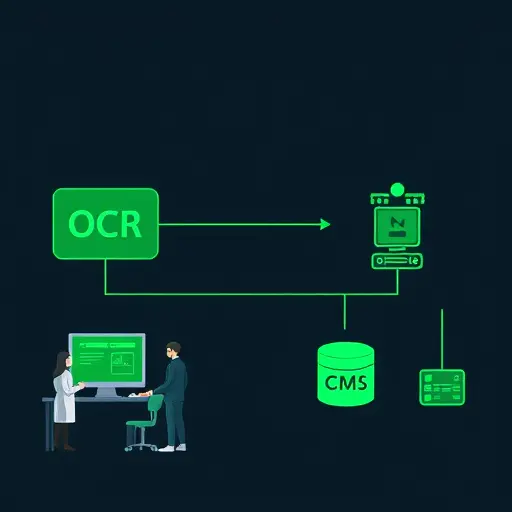 animated flow of OCR to automation: OCR box outputs to webhooks and n8
