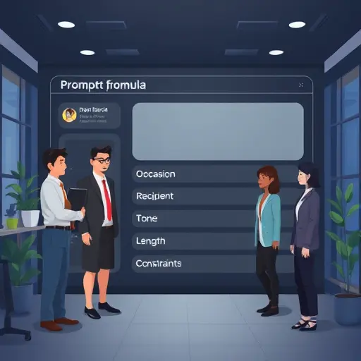 clean animated template of a prompt formula, minimal dark UI with highlighted fields: