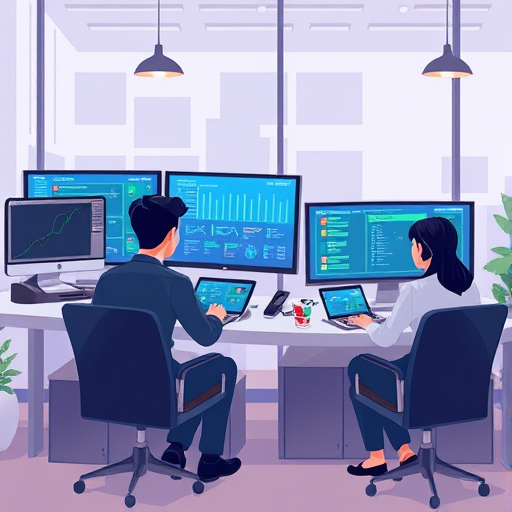 colorful illustration of Iranian students using an AI-