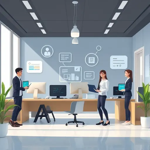 animated illustration showing AI business benefits: automated emails, report generation, and e-