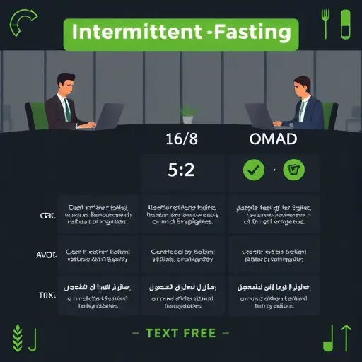 comparison infographic of intermittent fasting methods (16/8, 5:2, OMAD)