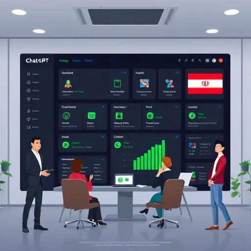 modern illustration of an Iranian AI platform dashboard, showing icons for ChatGPT, Claude, and Gemini, dark UI matching #171717