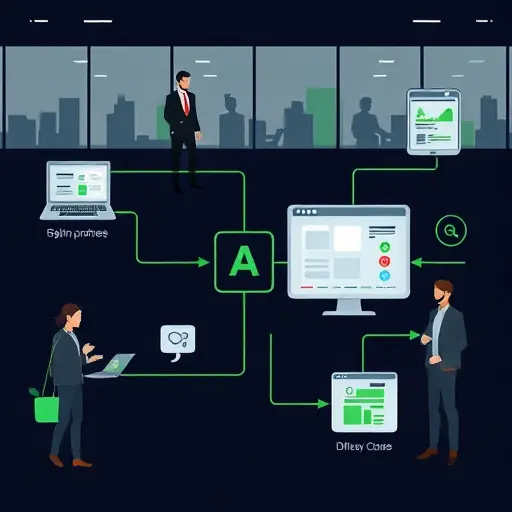 abstract AI access flow illustration showing a browser-