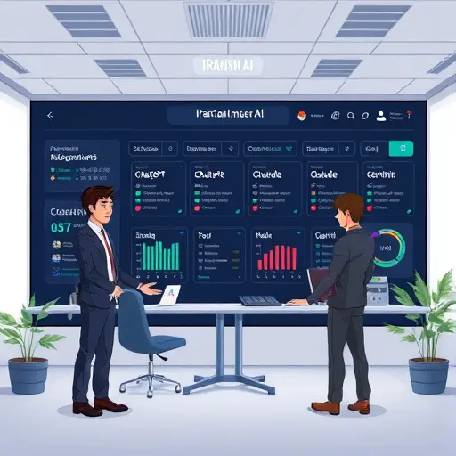 animated dashboard of an Iranian AI platform showing access to various models (ChatGPT, Claude, Gemini)