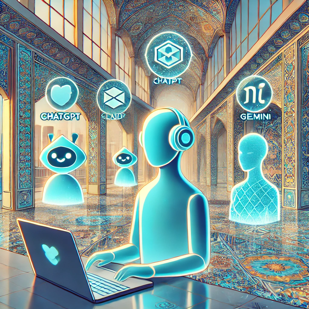 animated illustration of multiple AI models (ChatGPT, Claude, Gemini)