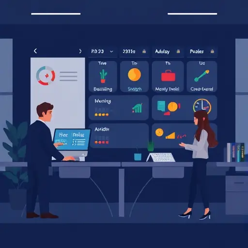 animated daily routine planner with AI suggestions, morning-noon-night blocks, icons for breathing, stretch, gratitude journal, dark theme, clean, text-free