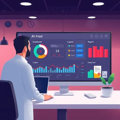 animated illustration of an AI dashboard analyzing a blood test report (CBC, glucose, lipids)