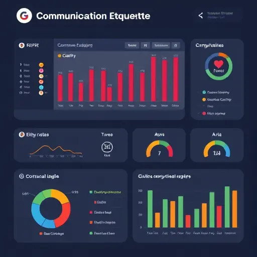 modern KPI dashboard for communication etiquette, rating scales for clarity, empathy, tone;