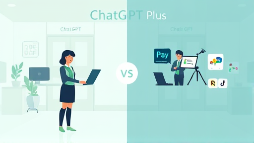 infographic contrasting ChatGPT Plus vs ChatGPT Go, clean tech style, animated cards with green accent, no text
