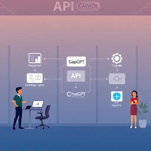 abstract infographic showing API workflow: