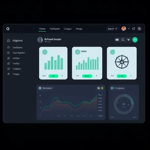dark UI dashboard illustration of an Iranian AI platform with three abstract AI model cards (chat icon, document icon, compass icon)