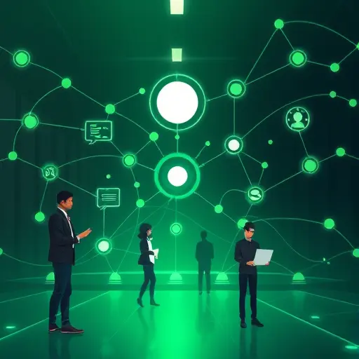 abstract AI network with flowing green accents matching #94d3a2, nodes representing chat, code, and content generation, minimalist illustration, no text