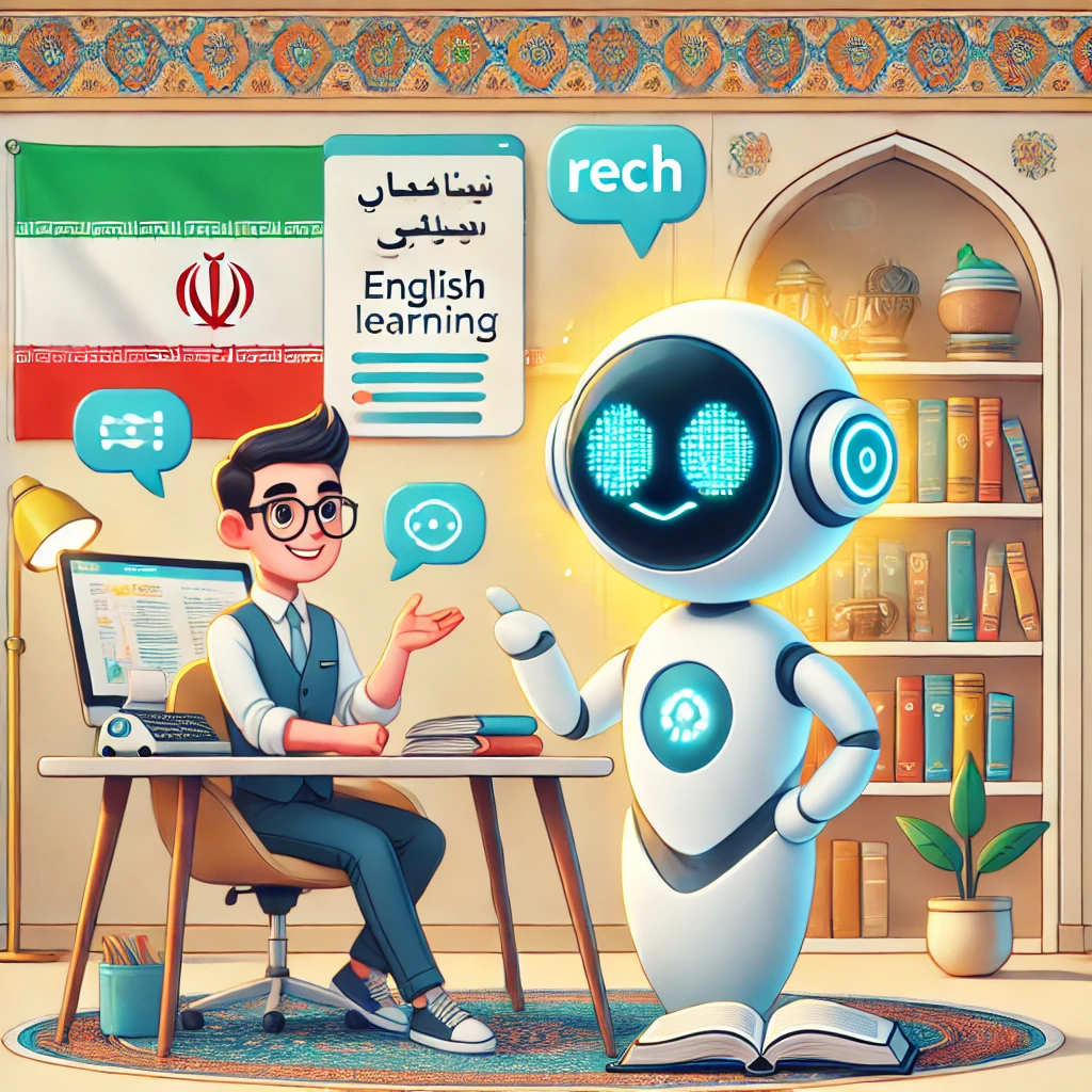 cartoon-style illustration of an animated AI assistant (like ChatGPT)