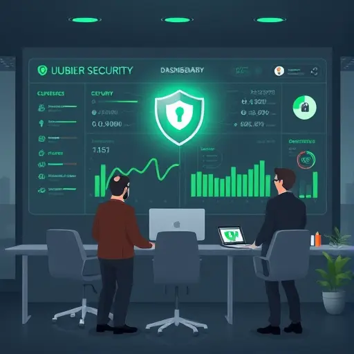 animated security dashboard with shield, lock, and error-
