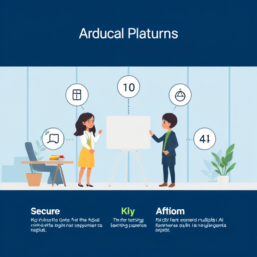 abstract animated infographic showing key features of a kids AI learning platform, icons: