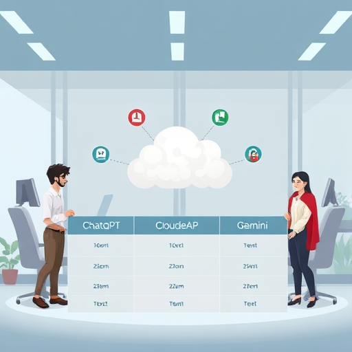 comparison table illustration of AI models (ChatGPT, Claude, Gemini)