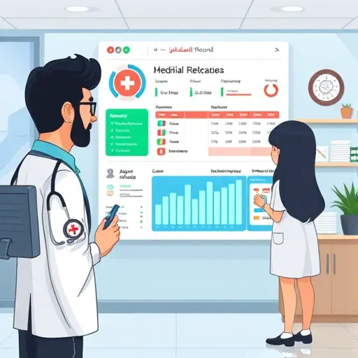 illustration of an electronic health record with highlighted entities like medications, lab values, symptoms;