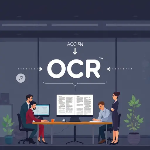 animated illustration of the OCR process: a scanned PDF turning into editable text, AI pipeline icons (vision, transformer, language model), dark theme matching #171717