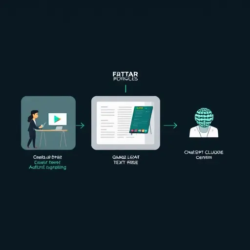 abstract flow diagram showing OCR output being refined by AI models (ChatGPT, Claude, Gemini icons as generic AI symbols), dark background, green accent, clean illustration, no text