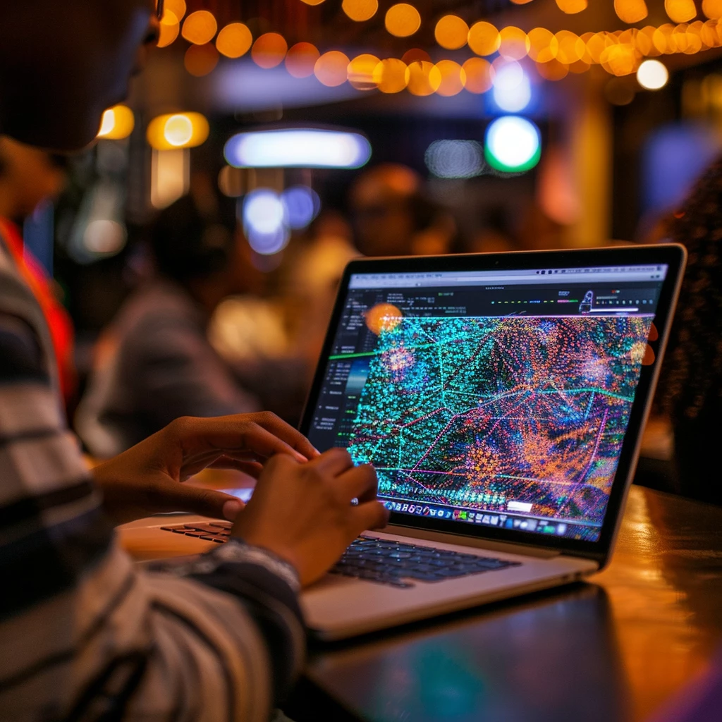 a person working with large language models on a laptop