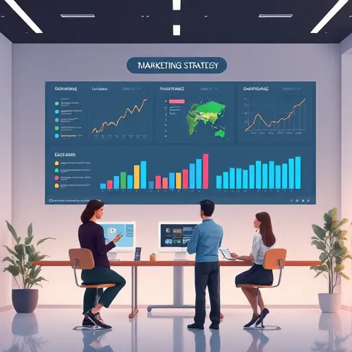 animated marketing strategy dashboard, showing AI-
