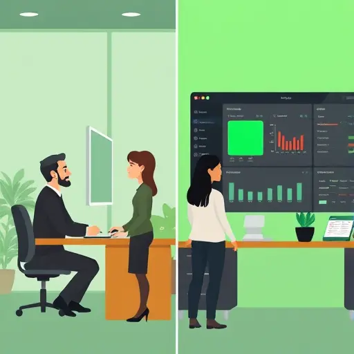 (traditional copywriting), right side with an AI dashboard and rapid creation (ChatGPT/AI tools), green accent, no text