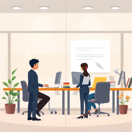 split-screen illustration comparing traditional marketing copywriting (pencil and paper, slow process) with AI-powered copywriting (), animated style, no text