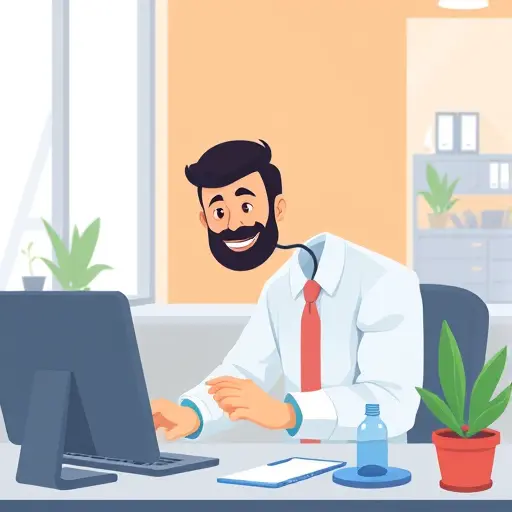 illustration showing a happy Iranian user working with an all-
