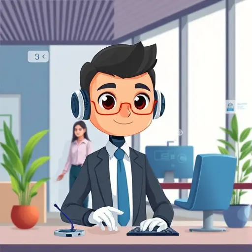 cartoon style illustration of an AI assistant generating eye-