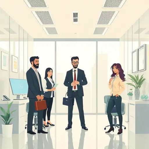 animated business scene with Iranian-