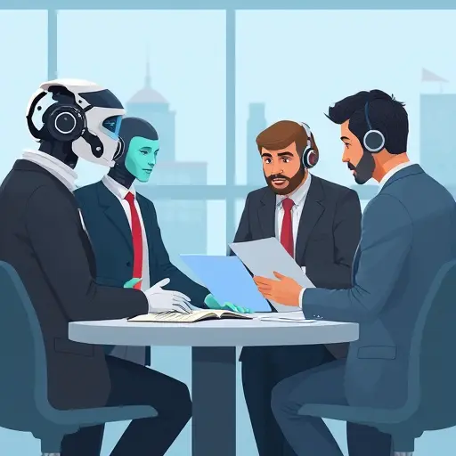 animated illustration of a team of diverse AI models (ChatGPT, Claude, Gemini) collaborating to help an Iranian researcher draft a proposal;