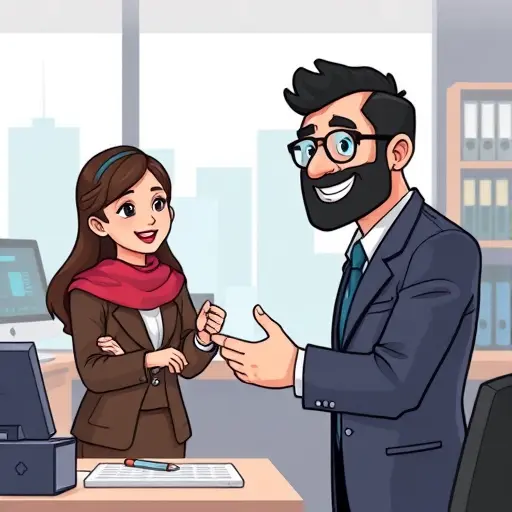 cartoon style illustration of a happy customer having a seamless AI-