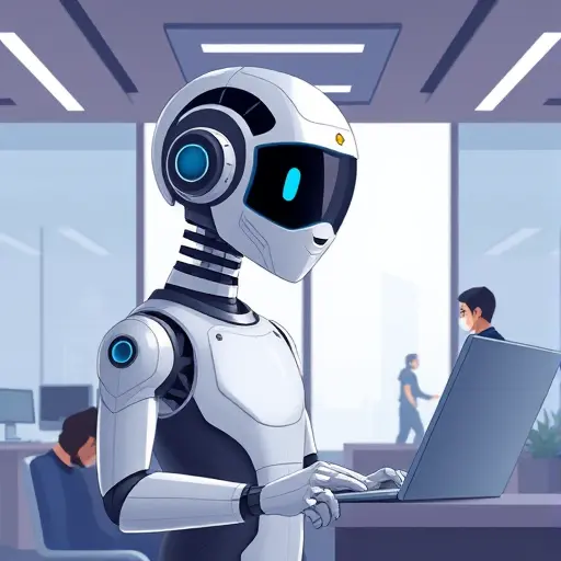 futuristic cartoon illustration of an AI-