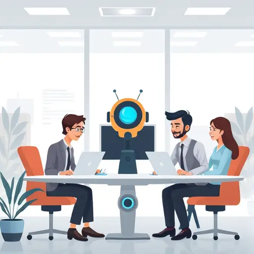 animated tech team collaborating with AI-